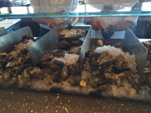 Preparing fresh oysters at Hog Island. 